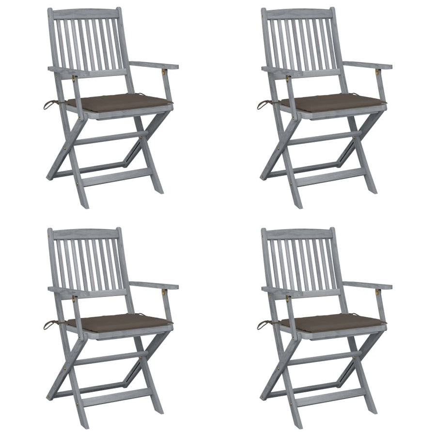 Tuinstoelen 4 St Inklapbaar Met Kussens Massief Acaciahout Taupe