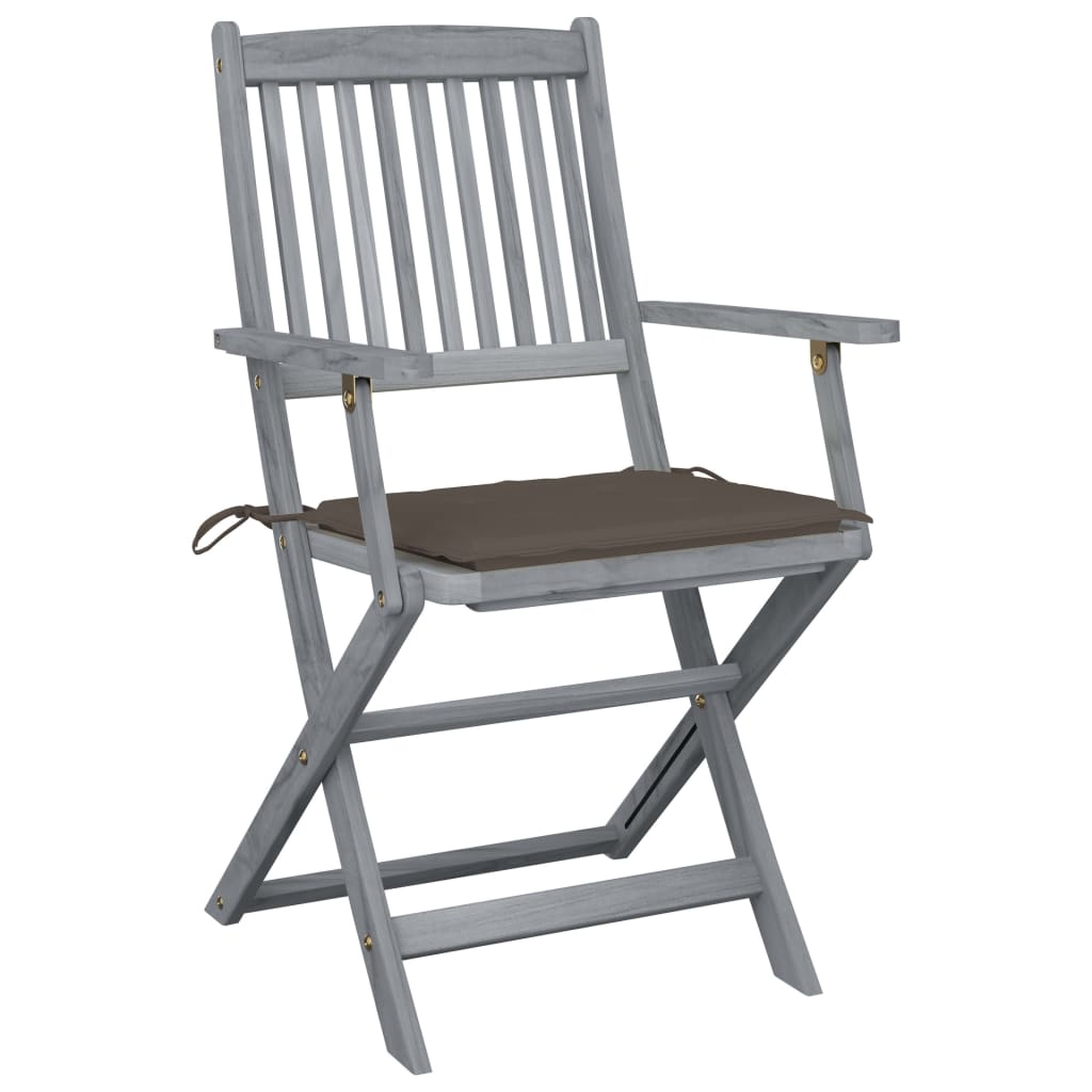 Tuinstoelen 4 St Inklapbaar Met Kussens Massief Acaciahout Taupe