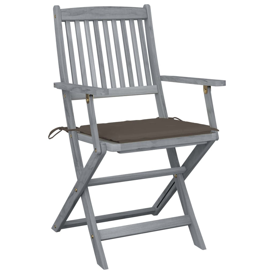Tuinstoelen 4 St Inklapbaar Met Kussens Massief Acaciahout Taupe