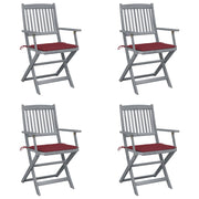 Folding Garden Chairs 4 pcs with cushions solid acacia wood