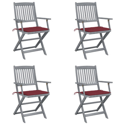 Tuinstoelen 4 St Inklapbaar Met Kussens Massief Acaciahout Wijnrood