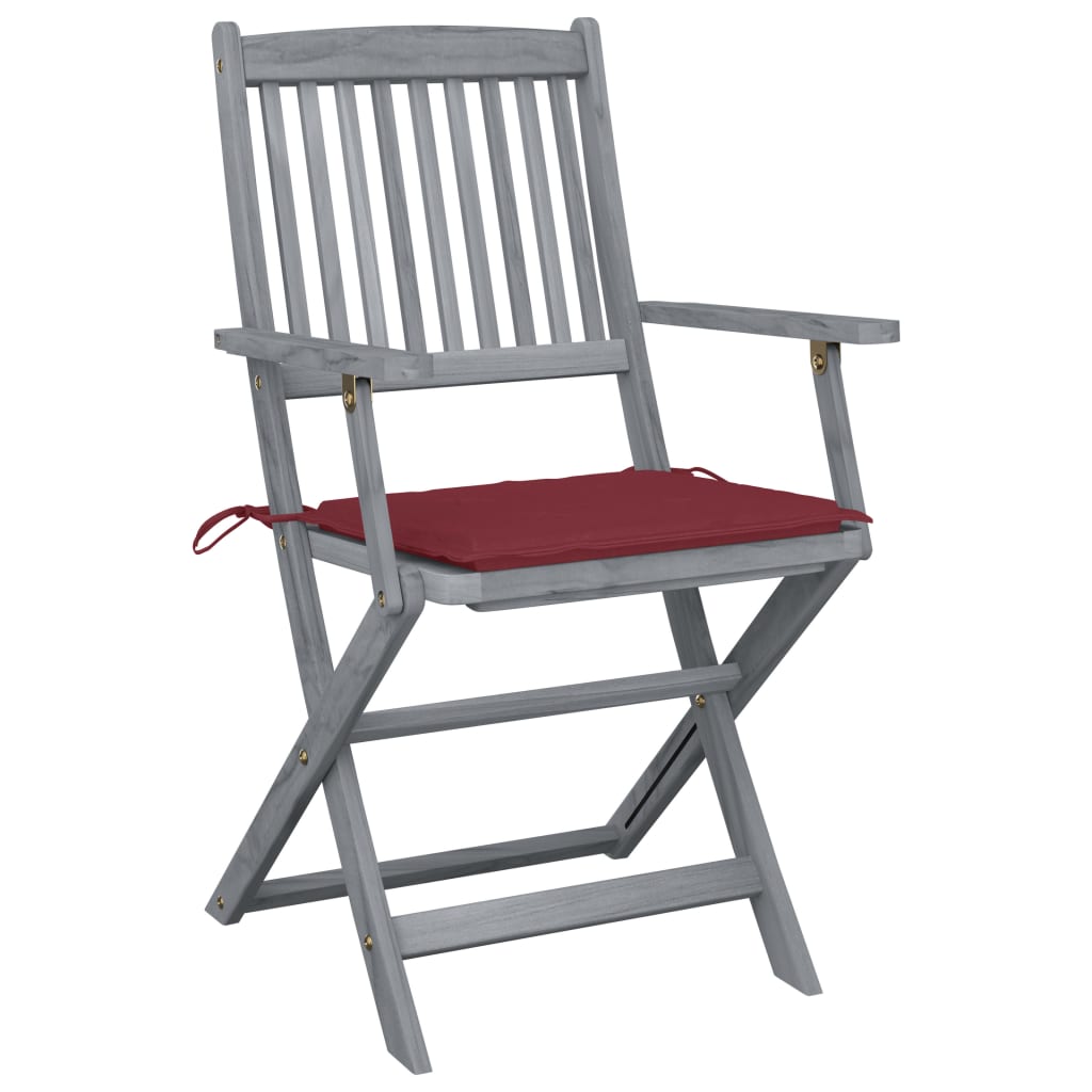 Tuinstoelen 4 St Inklapbaar Met Kussens Massief Acaciahout Wijnrood