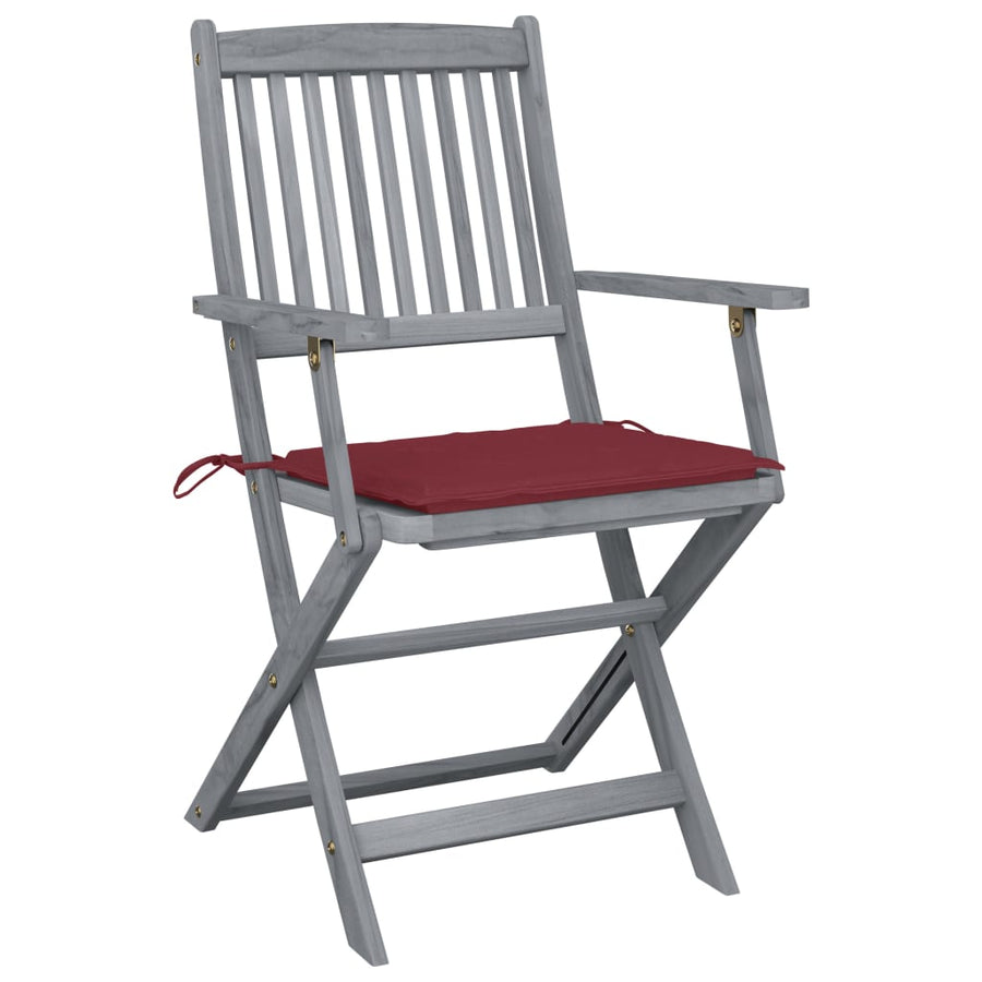 Tuinstoelen 4 St Inklapbaar Met Kussens Massief Acaciahout Wijnrood