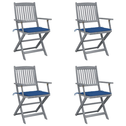 Tuinstoelen 4 St Inklapbaar Met Kussens Massief Acaciahout koningsblauw