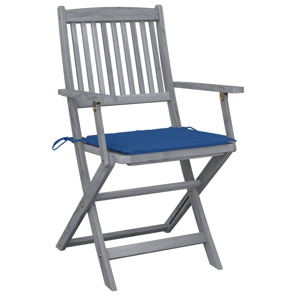 Tuinstoelen 4 St Inklapbaar Met Kussens Massief Acaciahout koningsblauw