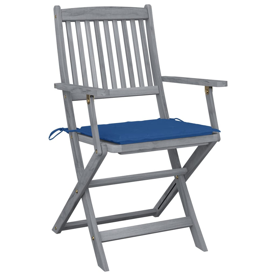 Tuinstoelen 4 St Inklapbaar Met Kussens Massief Acaciahout koningsblauw