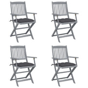 Tuinstoelen 4 st massief acaciahout inklapbaar
