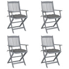Folding Garden Chairs 4 pcs with cushions solid acacia wood
