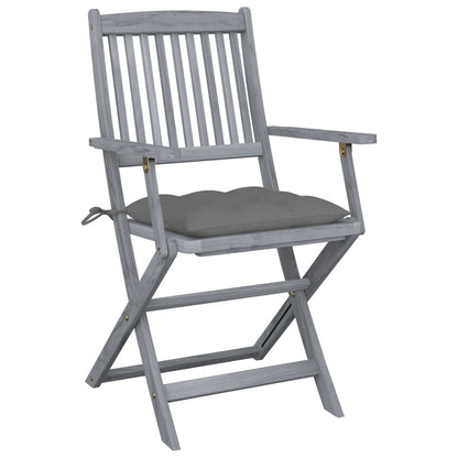 Tuinstoelen Inklapbaar Met Kussens Massief Acaciahout 4 Grijs
