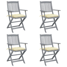 Tuinstoelen Inklapbaar Met Kussens Massief Acaciahout 4 Crème