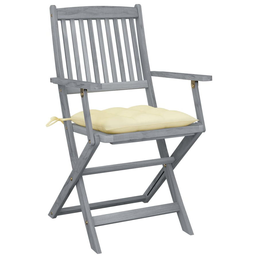 Tuinstoelen Inklapbaar Met Kussens Massief Acaciahout 4 Crème