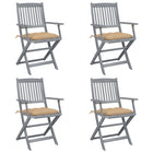 Folding Garden Chairs with Cushions Solid Acacia Wood 4