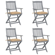 Tuinstoelen inklapbaar massief acaciahout 4 stuks grijs