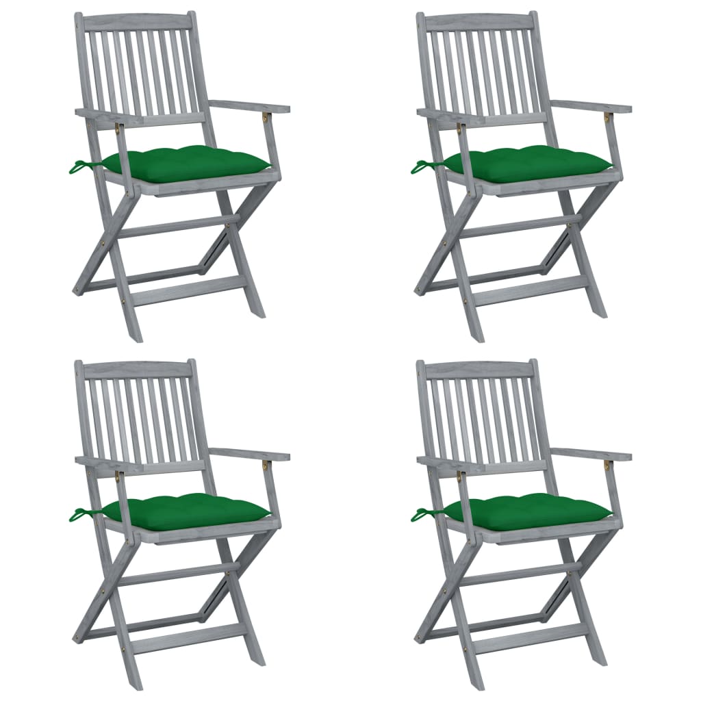 Tuinstoelen Inklapbaar Met Kussens Massief Acaciahout 4 Groen