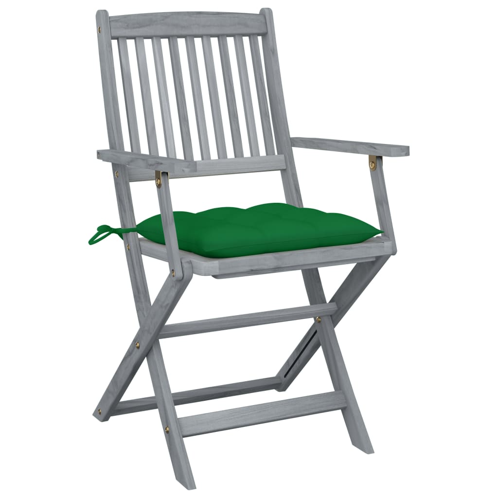 Tuinstoelen Inklapbaar Met Kussens Massief Acaciahout 4 Groen