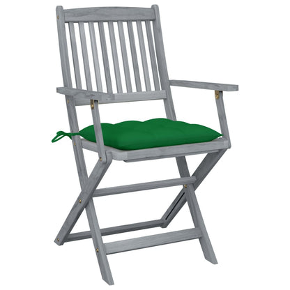 Tuinstoelen Inklapbaar Met Kussens Massief Acaciahout 4 Groen