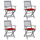 Folding Garden Chairs with Cushions Solid Acacia Wood 4