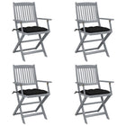 Folding Garden Chairs 4 pcs with cushions solid acacia wood