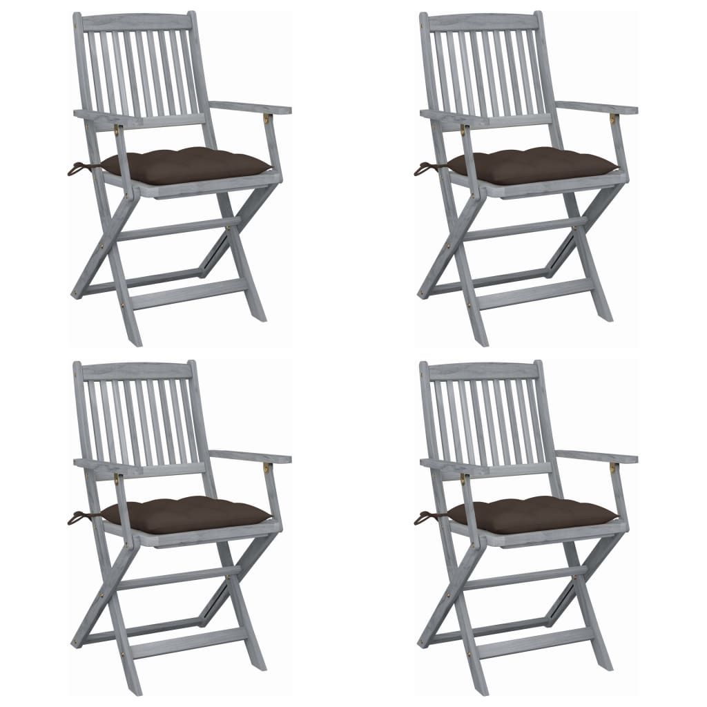 Tuinstoelen Inklapbaar Met Kussens Massief Acaciahout 4 Taupe