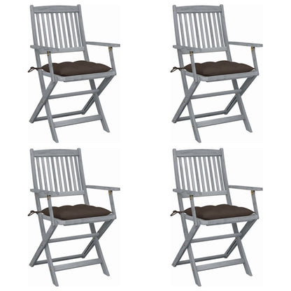 Tuinstoelen Inklapbaar Met Kussens Massief Acaciahout 4 Taupe