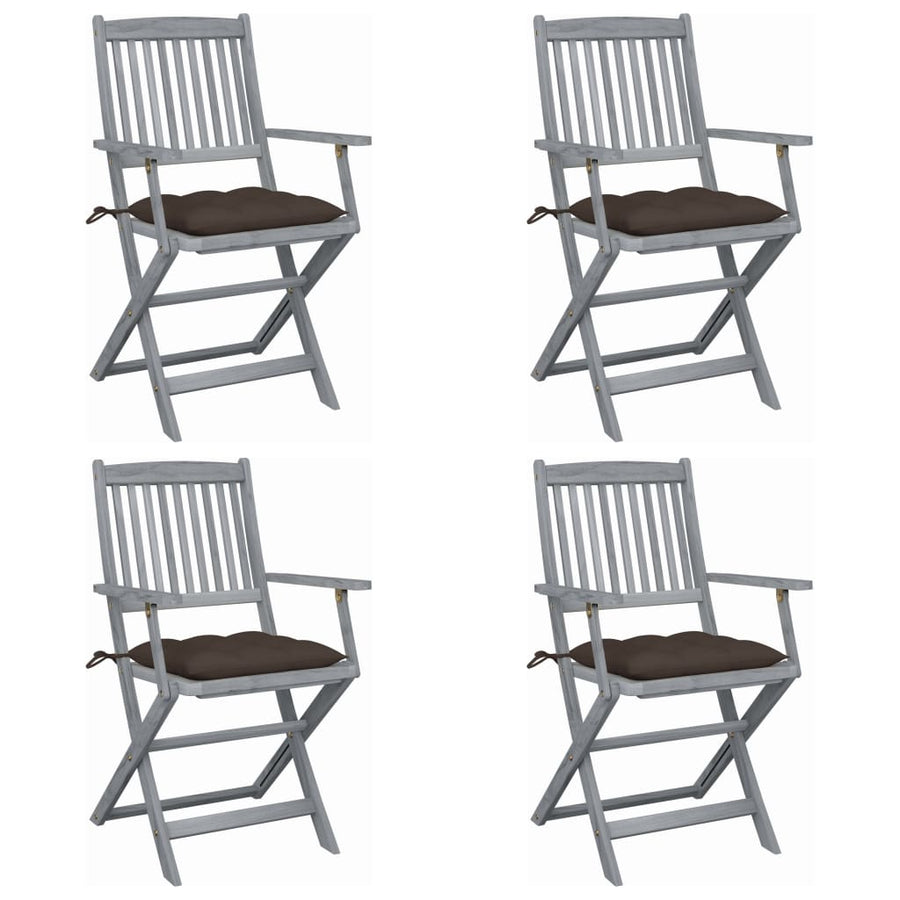 Tuinstoelen Inklapbaar Met Kussens Massief Acaciahout 4 Taupe