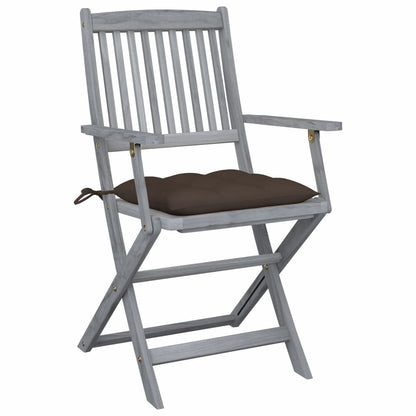 Tuinstoelen Inklapbaar Met Kussens Massief Acaciahout 4 Taupe