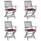 Folding Garden Chairs with Cushions Solid Acacia Wood 4