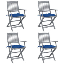 Tuinstoelen Inklapbaar Met Kussens Massief Acaciahout 4 Blauw