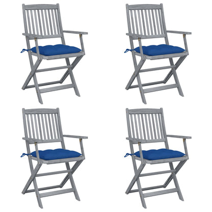 Tuinstoelen Inklapbaar Met Kussens Massief Acaciahout 4 Blauw