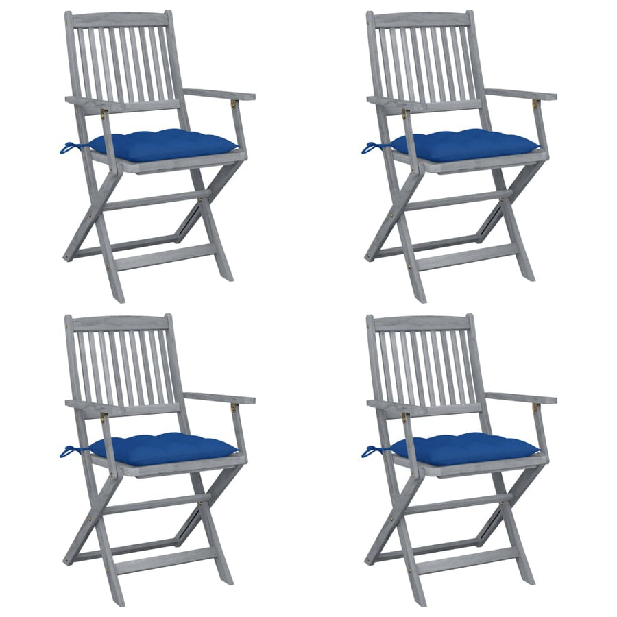 Tuinstoelen Inklapbaar Met Kussens Massief Acaciahout 4 Blauw