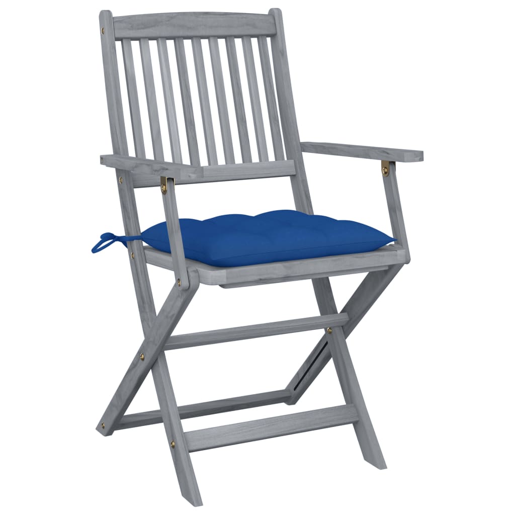 Tuinstoelen Inklapbaar Met Kussens Massief Acaciahout 4 Blauw