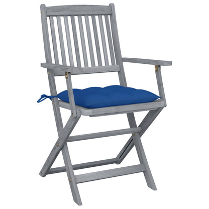 Tuinstoelen Inklapbaar Met Kussens Massief Acaciahout 4 Blauw