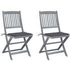 Garden Chairs 2 pcs Foldable with Cushions Solid Acacia Wood