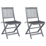 Garden Chairs 2 pcs Foldable with Cushions Solid Acacia Wood