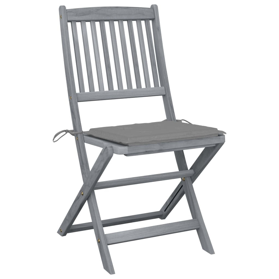 Tuinstoelen Inklapbaar Met Kussens Massief Acaciahout 2 Grijs