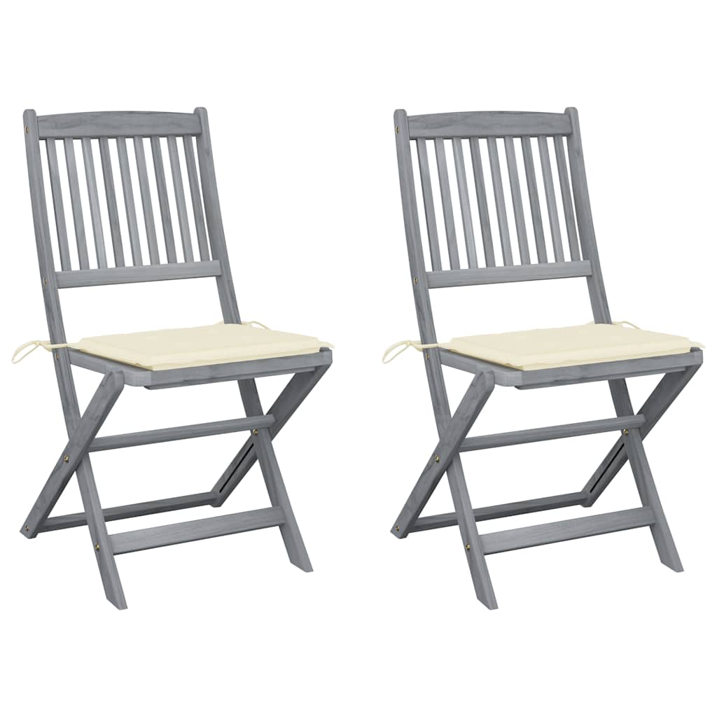 Tuinstoelen Inklapbaar Met Kussens Massief Acaciahout 2 Crème
