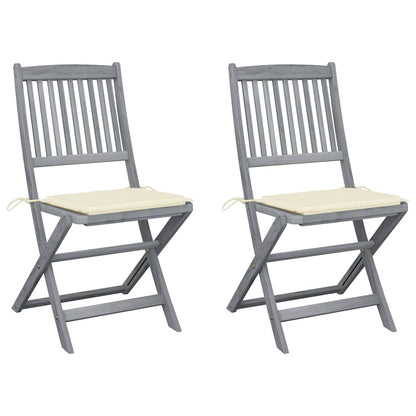 Tuinstoelen Inklapbaar Met Kussens Massief Acaciahout 2 Crème