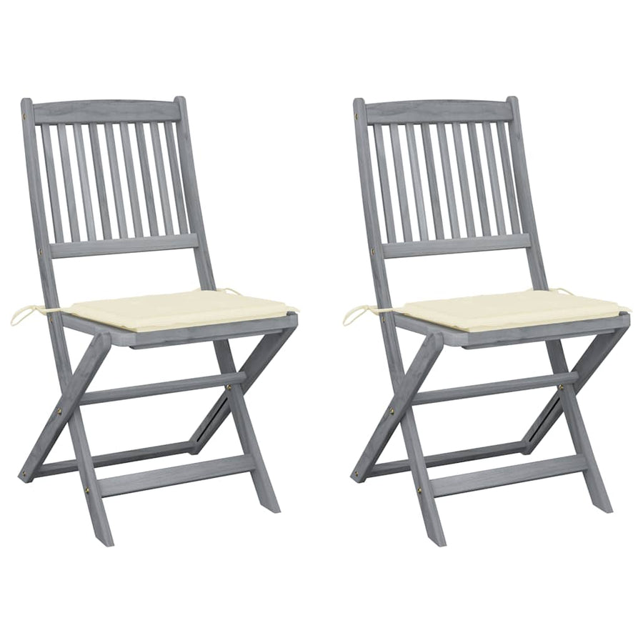 Tuinstoelen Inklapbaar Met Kussens Massief Acaciahout 2 Crème
