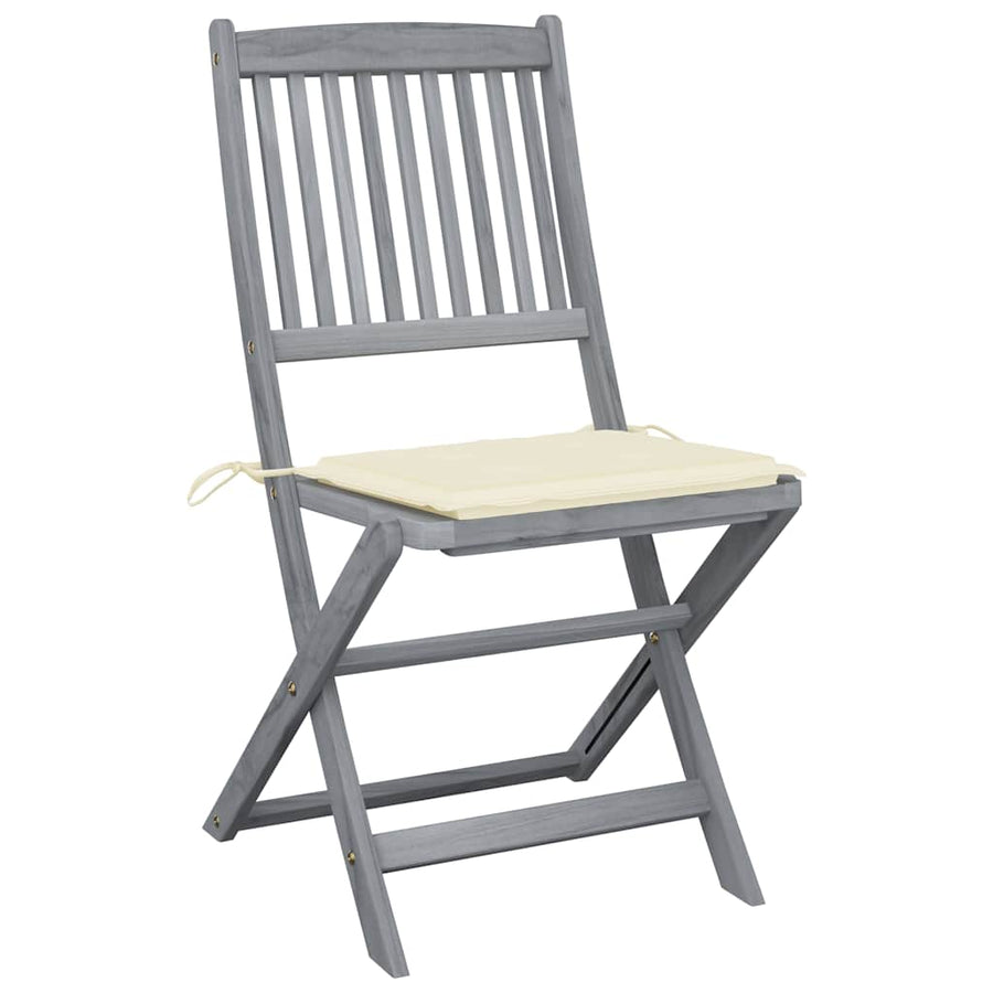 Tuinstoelen Inklapbaar Met Kussens Massief Acaciahout 2 Crème