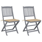 Tuinstoelen 2 st massief acaciahout greywash inklapbaar