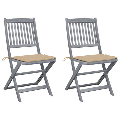 Tuinstoelen 2 st inklapbaar met kussens massief acaciahout