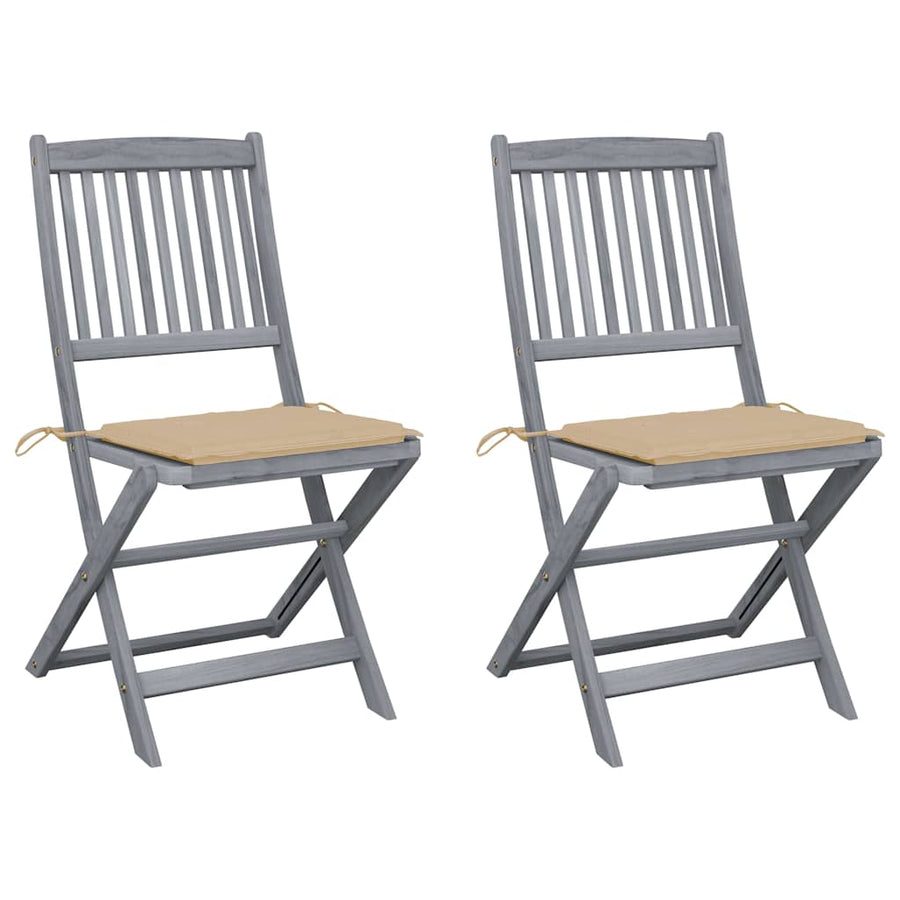 Tuinstoelen 2 st inklapbaar met kussens massief acaciahout