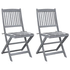 Garden Chairs 2 pcs Foldable with Cushions Solid Acacia Wood
