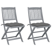 Garden Chairs 2 pcs Foldable with Cushions Solid Acacia Wood