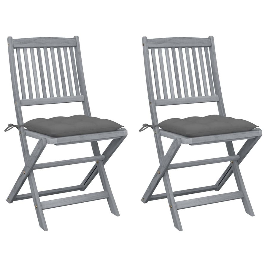 Tuinstoelen Inklapbaar Met Kussens Massief Acaciahout 2 Grijs