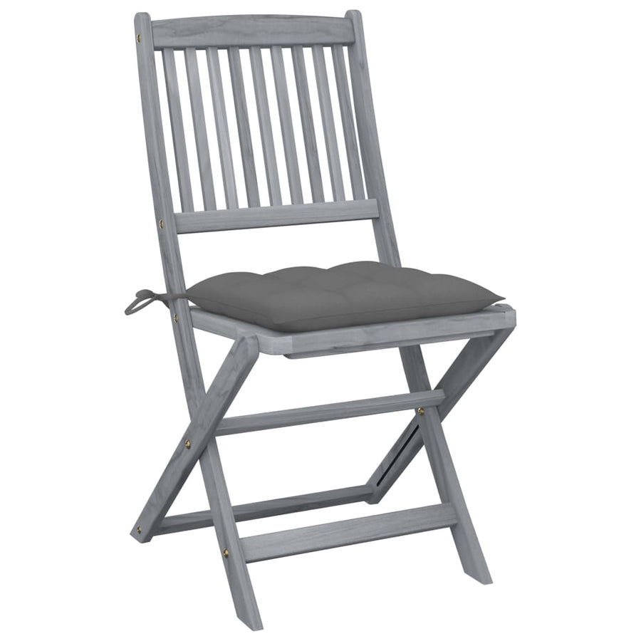 Tuinstoelen Inklapbaar Met Kussens Massief Acaciahout 2 Grijs