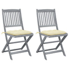 Garden Chairs 2 pcs Foldable with Cushions Solid Acacia Wood