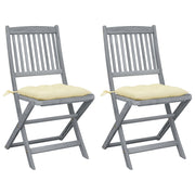 Garden Chairs 2 pcs Foldable with Cushions Solid Acacia Wood