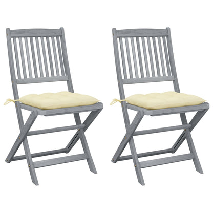 Tuinstoelen Inklapbaar Met Kussens Massief Acaciahout 2 Crème