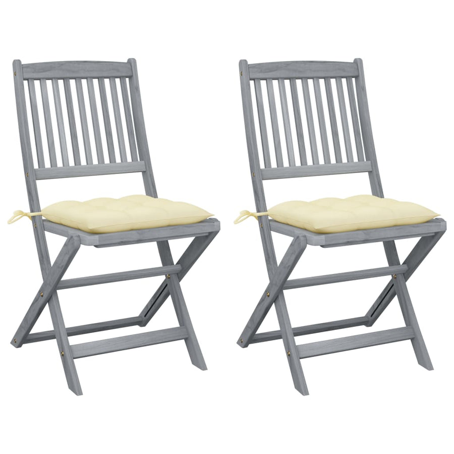 Tuinstoelen Inklapbaar Met Kussens Massief Acaciahout 2 Crème